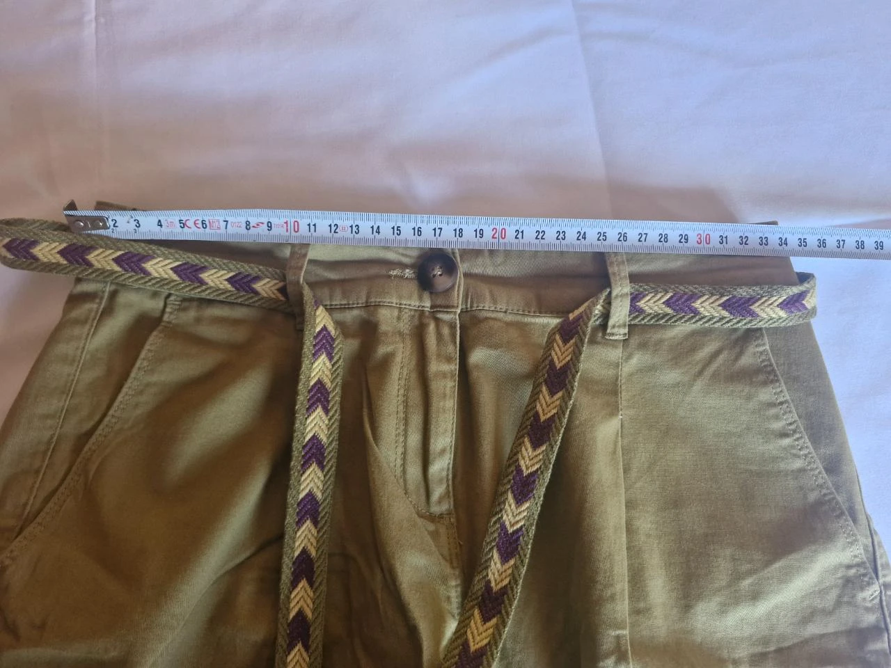 Korte lage taille met gevlochten riem voor dames, olijfgroen - Maat 34 – photo 8